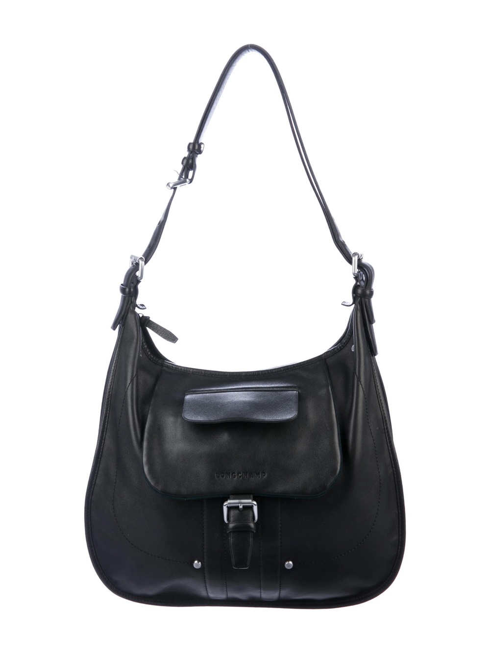 Longchamp Balzone Leather Shoulder Hobo Black